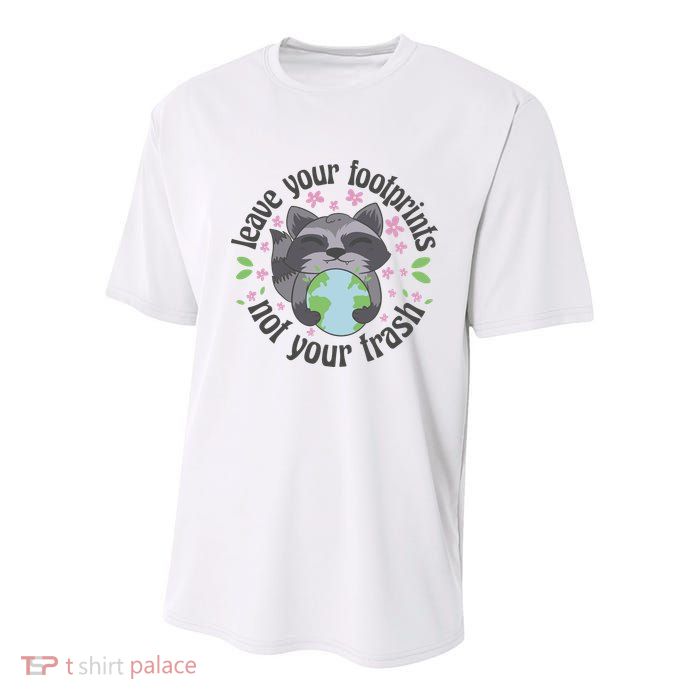 Leave Your Footprints Not Your Trash Earth Day Youth Performance Sprint T-Shirt