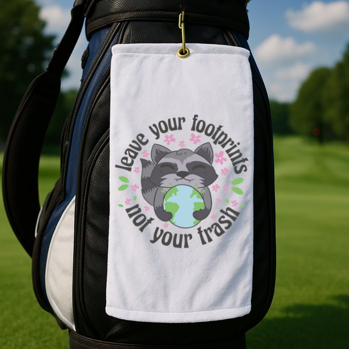 Leave Your Footprints Not Your Trash Earth Day Golf Towel