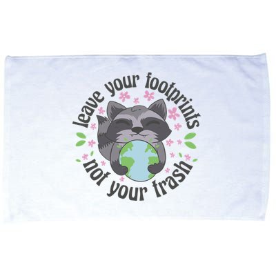 Leave Your Footprints Not Your Trash Earth Day Microfiber Hand Towel