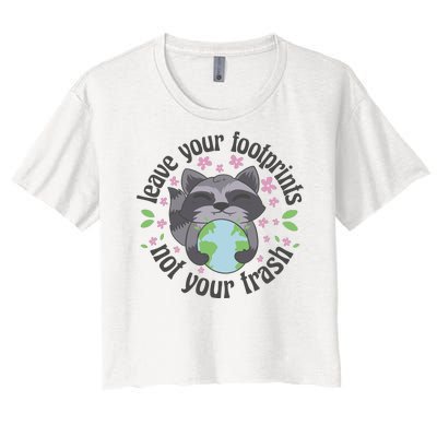 Leave Your Footprints Not Your Trash Earth Day Women's Crop Top Tee