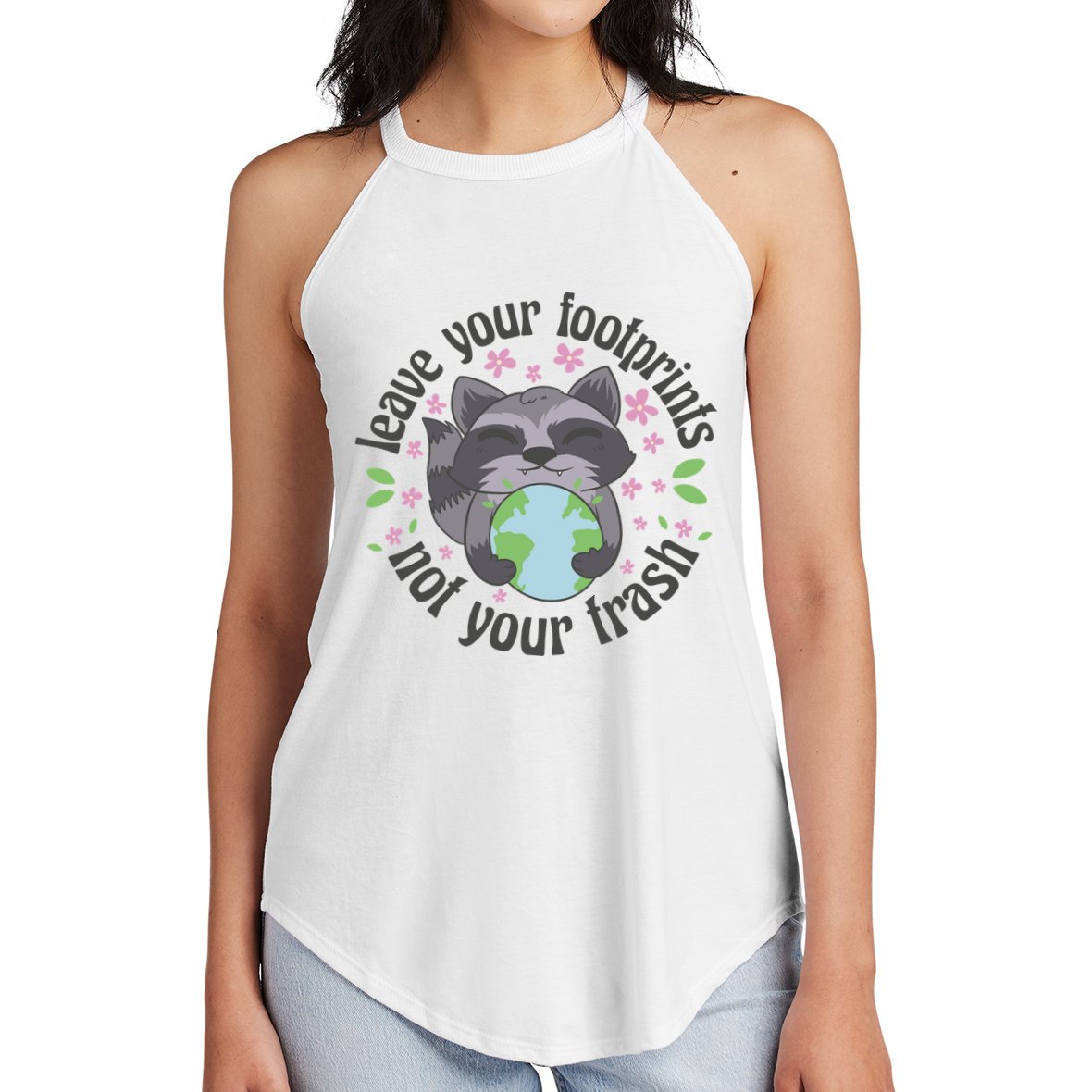Leave Your Footprints Not Your Trash Earth Day Women's Perfect Tri Rocker Tank