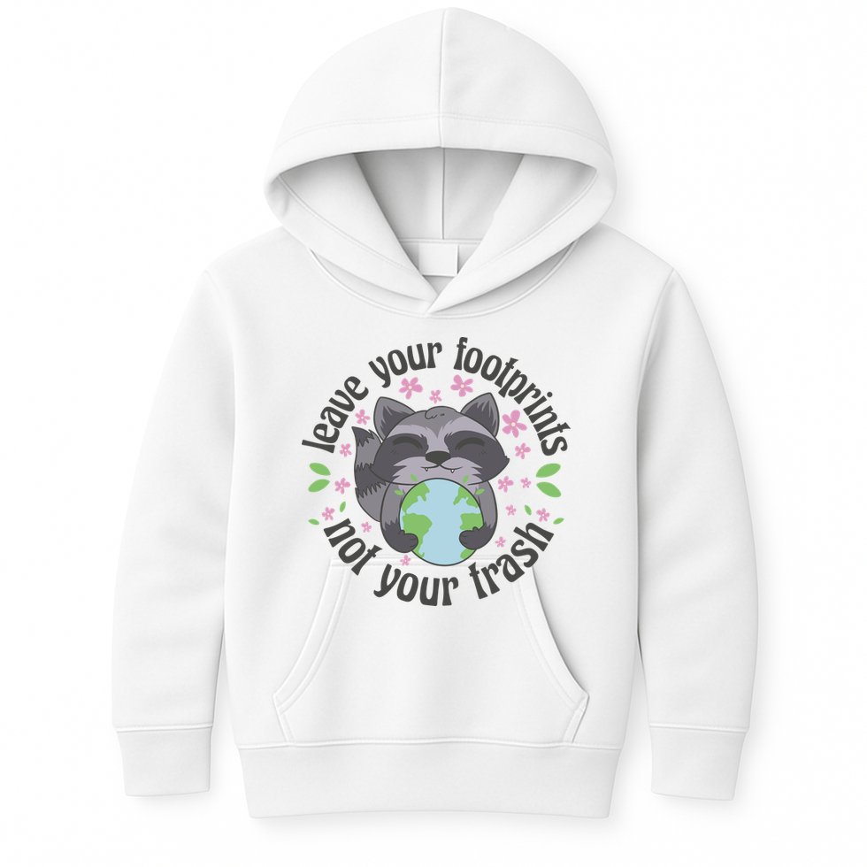 Leave Your Footprints Not Your Trash Earth Day Kids Hoodie