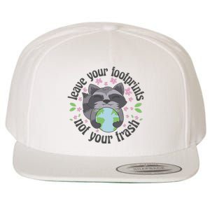 Leave Your Footprints Not Your Trash Earth Day Wool Snapback Cap