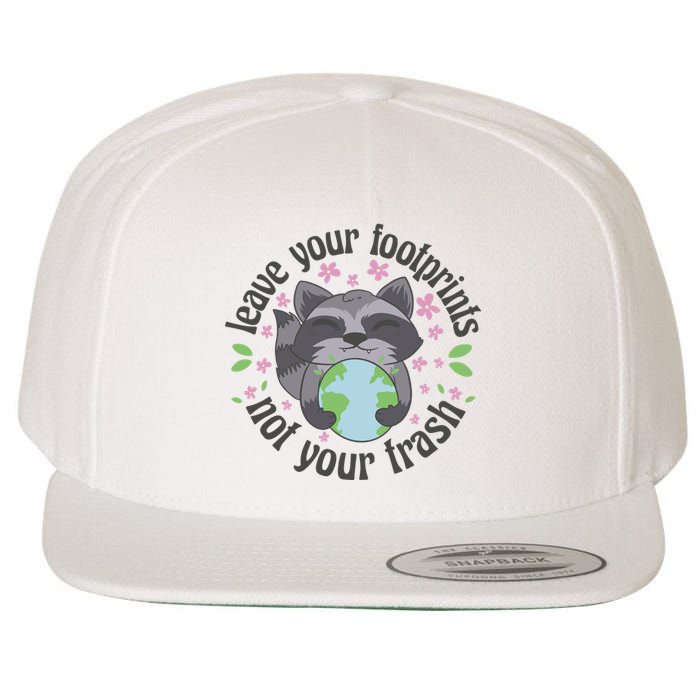 Leave Your Footprints Not Your Trash Earth Day Wool Snapback Cap