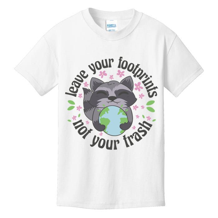 Leave Your Footprints Not Your Trash Earth Day Kids T-Shirt