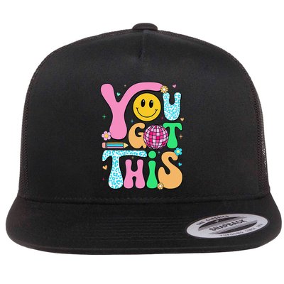 Leopard You Got This Testing Day For Teacher Flat Bill Trucker Hat