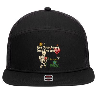 Let Your Heart Lead The Way Skeleton 7 Panel Mesh Trucker Snapback Hat
