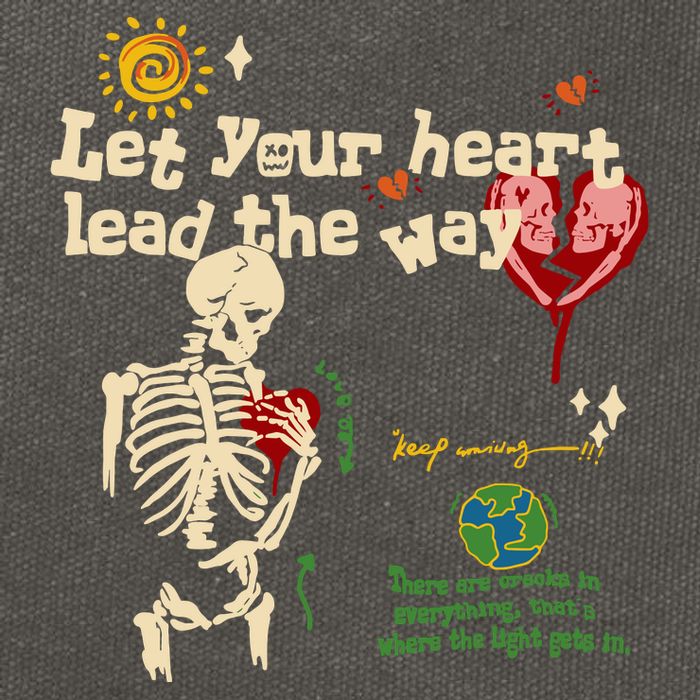 Let Your Heart Lead The Way Skeleton Cotton Canvas Backpack