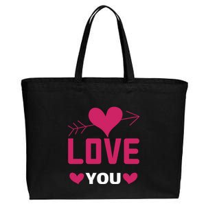 Love You Cotton Canvas Jumbo Tote