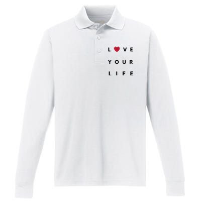 Love Your Life Heart Performance Long Sleeve Polo