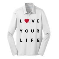 Love Your Life Heart Silk Touch Performance Long Sleeve Polo