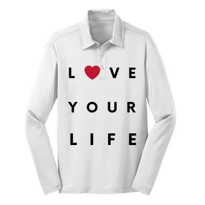 Love Your Life Heart Silk Touch Performance Long Sleeve Polo