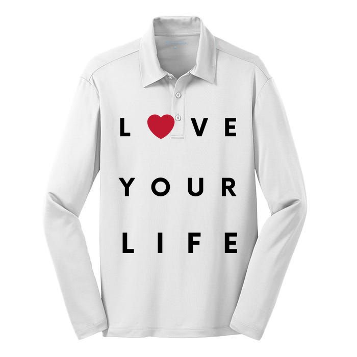 Love Your Life Heart Silk Touch Performance Long Sleeve Polo