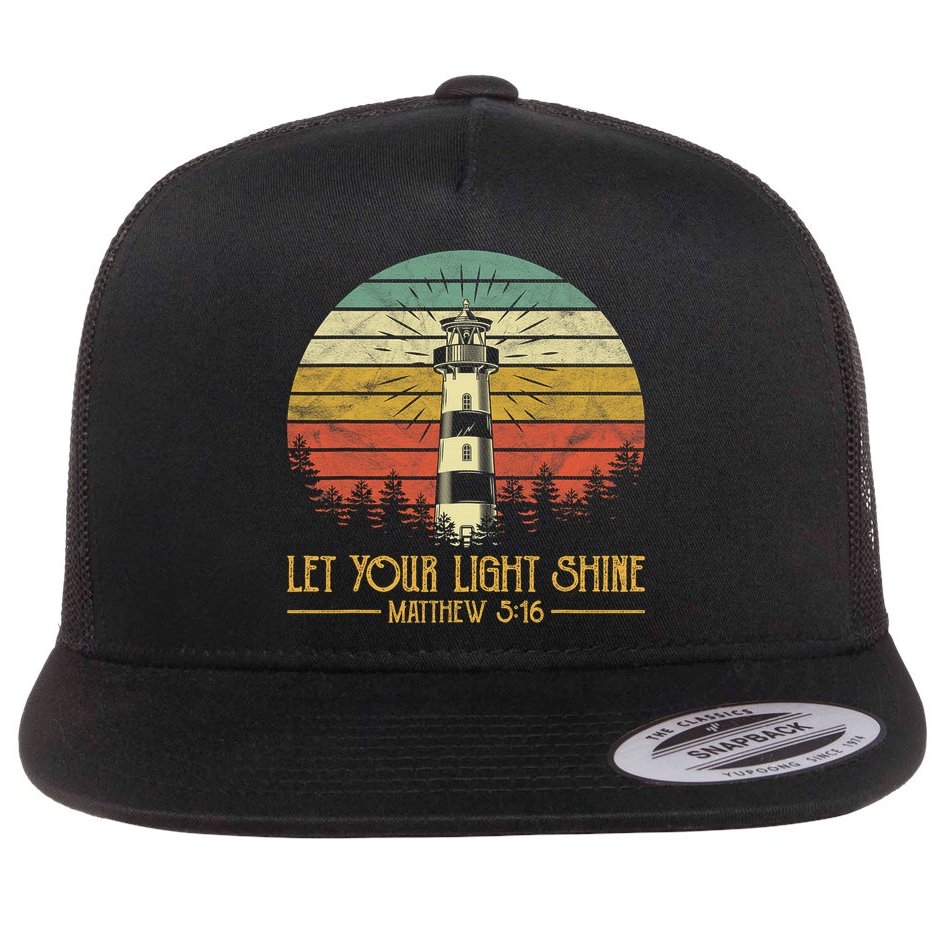 Let Your Light Shine Lighthouse Christian  Flat Bill Trucker Hat