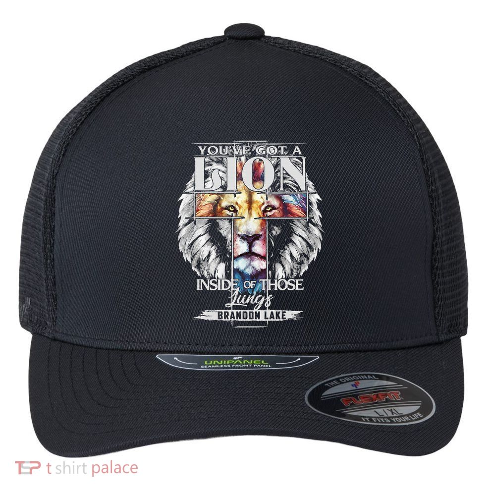 Let Your Lion Out B.R.A.N.D.O.N L.A.K.E Merch Praise Jesus Flexfit Unipanel Trucker Cap