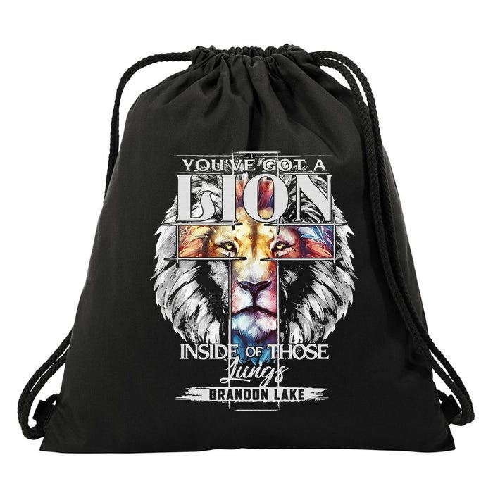 Let Your Lion Out B.R.A.N.D.O.N L.A.K.E Merch Praise Jesus Drawstring Bag