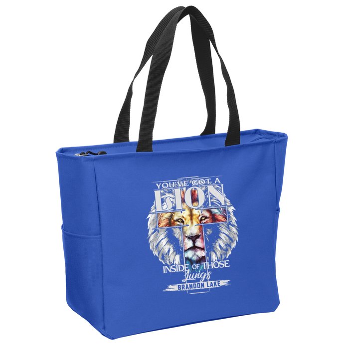 Let Your Lion Out B.R.A.N.D.O.N L.A.K.E Merch Praise Jesus Zip Tote Bag