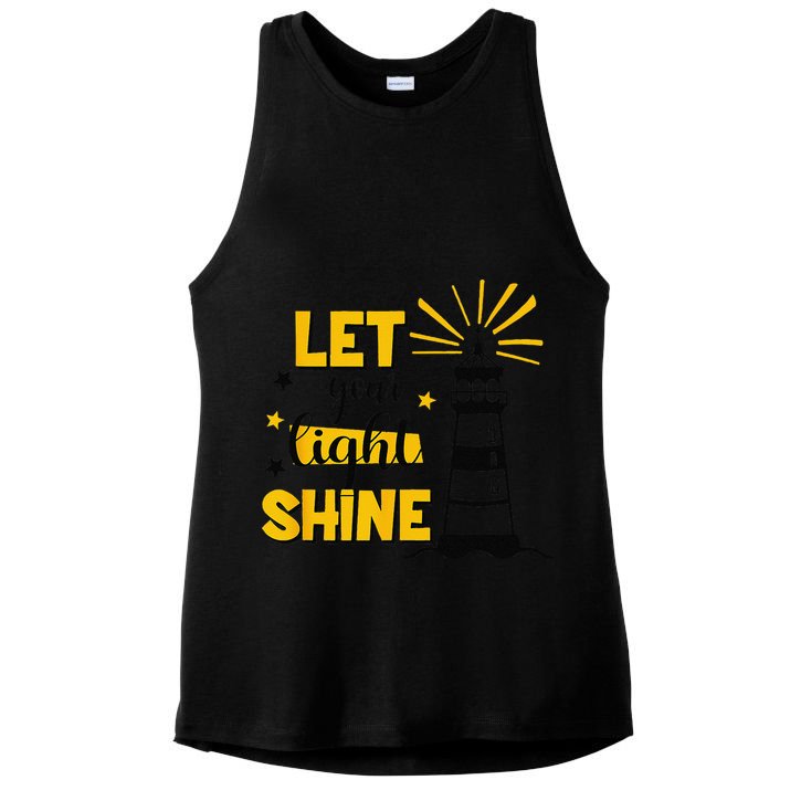 Let Your Light Shine Christian Faith Jesus God Lighthouse Ladies PosiCharge Tri-Blend Wicking Tank