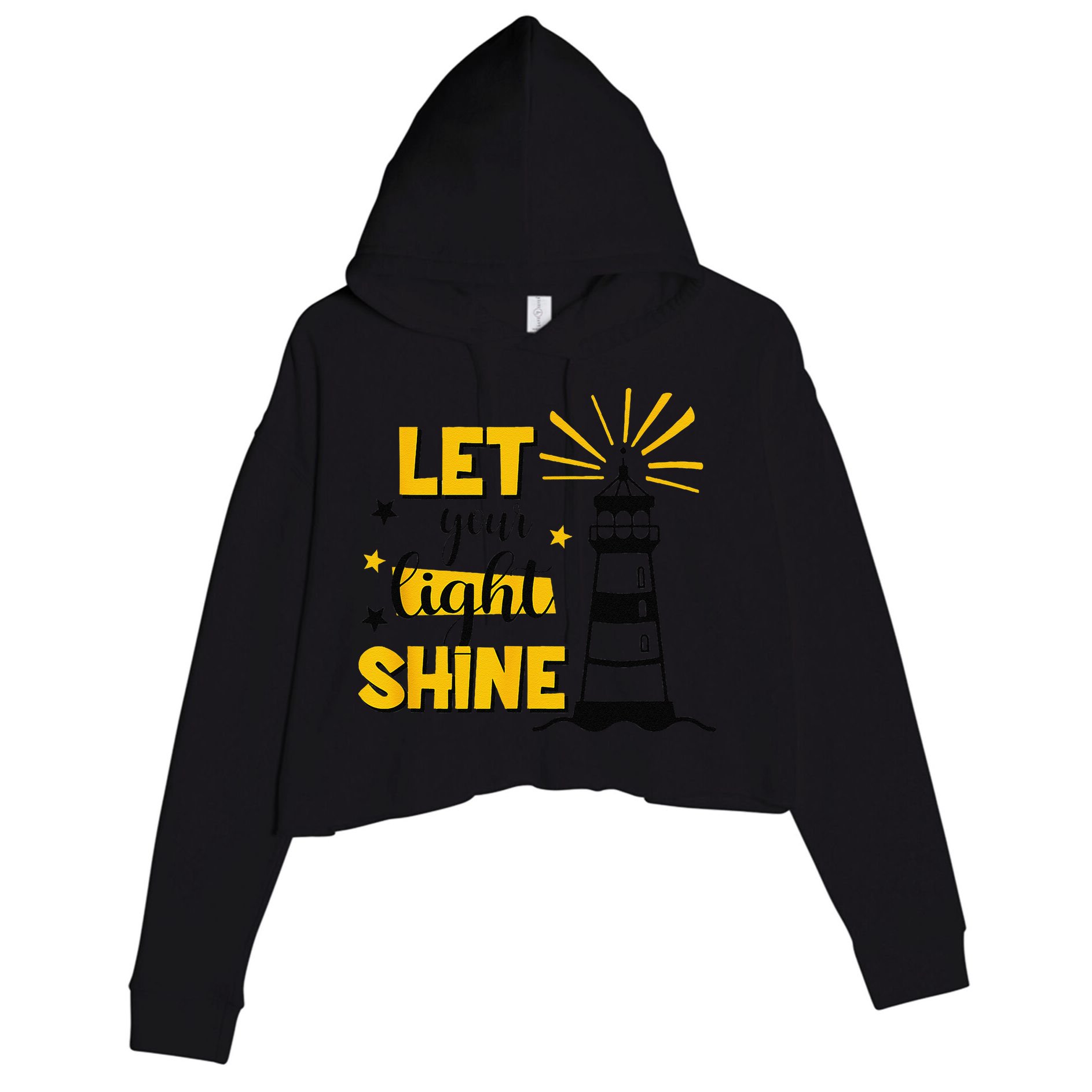 Let Your Light Shine Christian Faith Jesus God Lighthouse Crop Fleece Hoodie