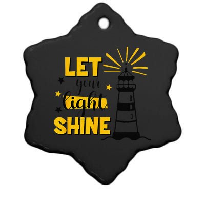 Let Your Light Shine Christian Faith Jesus God Lighthouse Ceramic Star Ornament