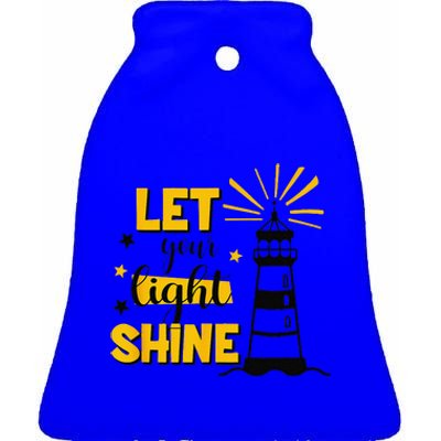 Let Your Light Shine Christian Faith Jesus God Lighthouse Ceramic Bell Ornament