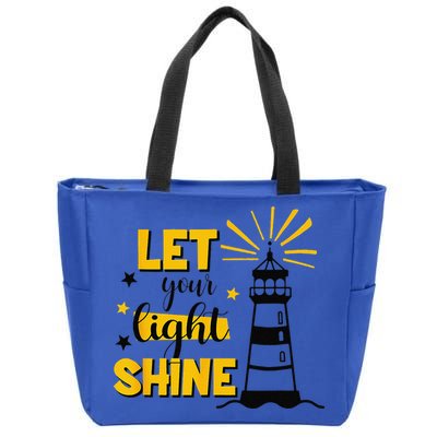 Let Your Light Shine Christian Faith Jesus God Lighthouse Zip Tote Bag