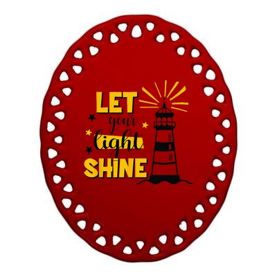 Let Your Light Shine Christian Faith Jesus God Lighthouse Ceramic Oval Ornament