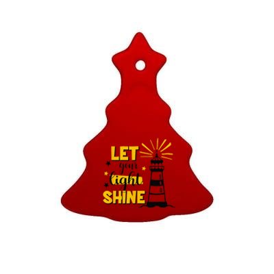 Let Your Light Shine Christian Faith Jesus God Lighthouse Ceramic Tree Ornament