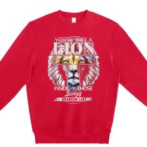 Let Your Lion Out Brandonlake Merch Praise Jesus Premium Crewneck Sweatshirt