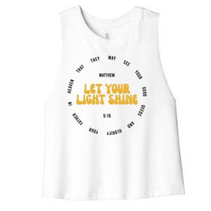 Let You Light Shine Matthew 5:16 Positive Bible Verse Women's Racerback Cropped Tank