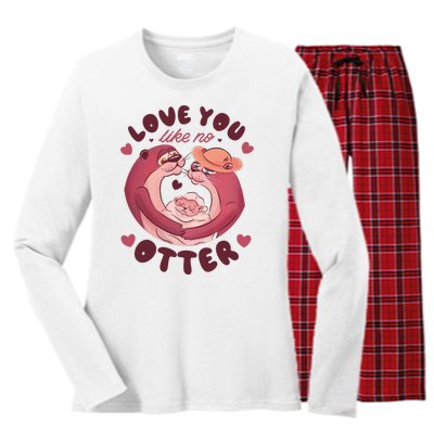 Love You Like No Otter Cute Women's Long Sleeve Flannel Pajama Set 