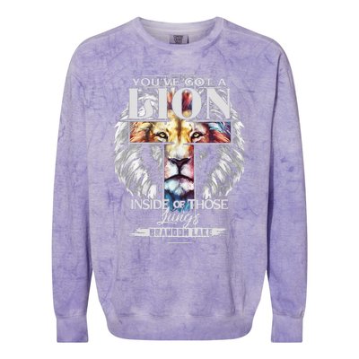 Let Your Lion Out B.R.A.N.D.O.N Lake Merch Praise Jesus Colorblast Crewneck Sweatshirt