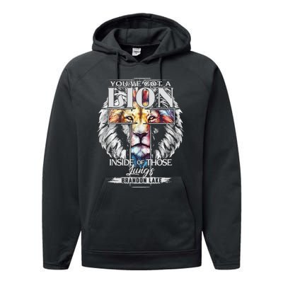 Let Your Lion Out B.R.A.N.D.O.N Lake Merch Praise Jesus Performance Fleece Hoodie