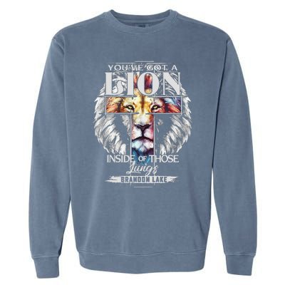 Let Your Lion Out B.R.A.N.D.O.N Lake Merch Praise Jesus Garment-Dyed Sweatshirt