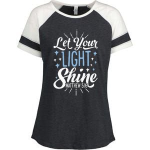 Let Your Light Shine Christian Religious Gifts Enza Ladies Jersey Colorblock Tee