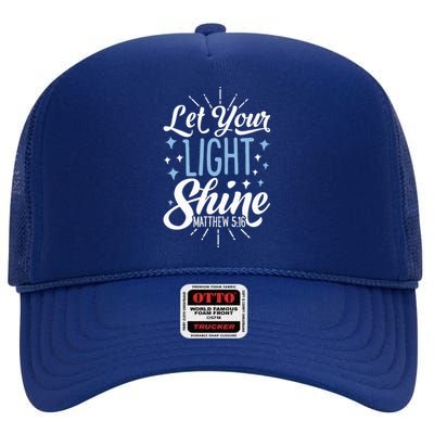 Let Your Light Shine Christian Religious Gifts High Crown Mesh Back Trucker Hat