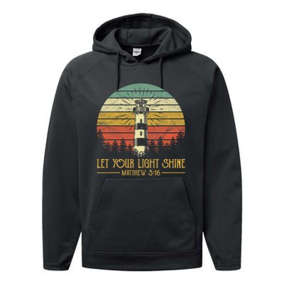 Let Your Light Shine Christian Believer Religious Lighthouse Performance Fleece Hoodie