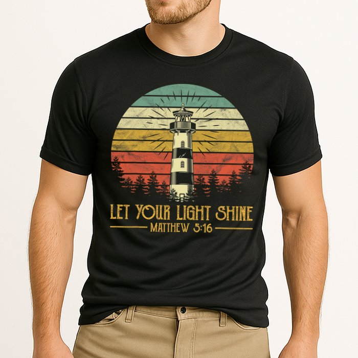 Let Your Light Shine Christian Believer Religious Lighthouse Cooling Performance Crew T-Shirt