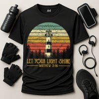 Let Your Light Shine Christian Believer Religious Lighthouse Cooling Performance Crew T-Shirt