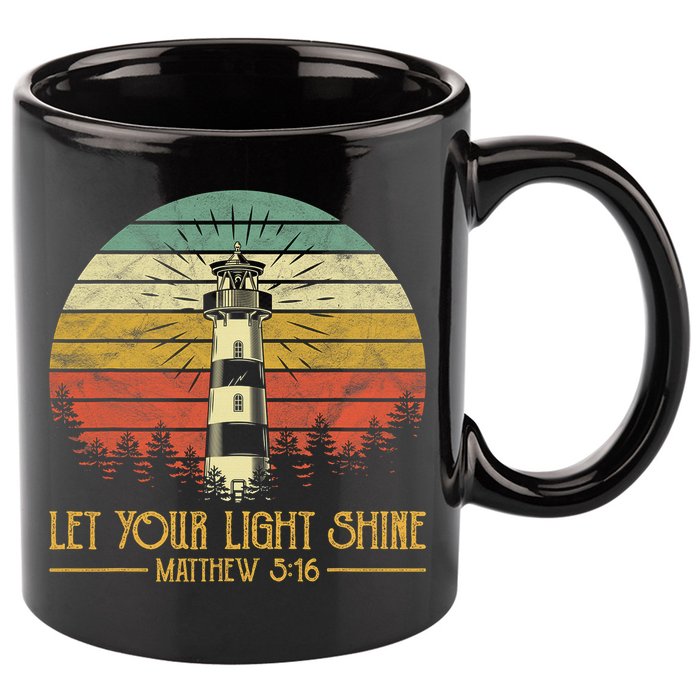Let Your Light Shine Christian Believer Religious Lighthouse 11oz C Handle Ceramic Mug