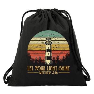 Let Your Light Shine Christian Believer Religious Lighthouse Drawstring Bag