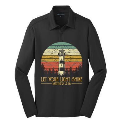 Let Your Light Shine Christian Believer Religious Lighthouse Silk Touch Performance Long Sleeve Polo