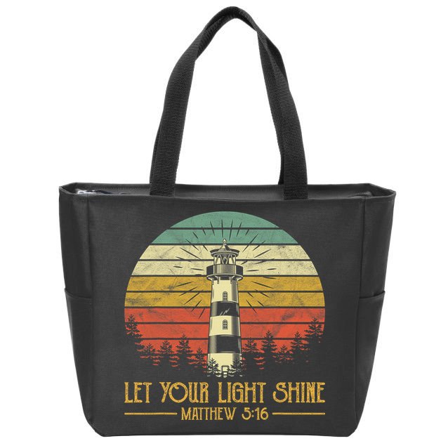 Let Your Light Shine Christian Believer Religious Lighthouse Zip Tote Bag