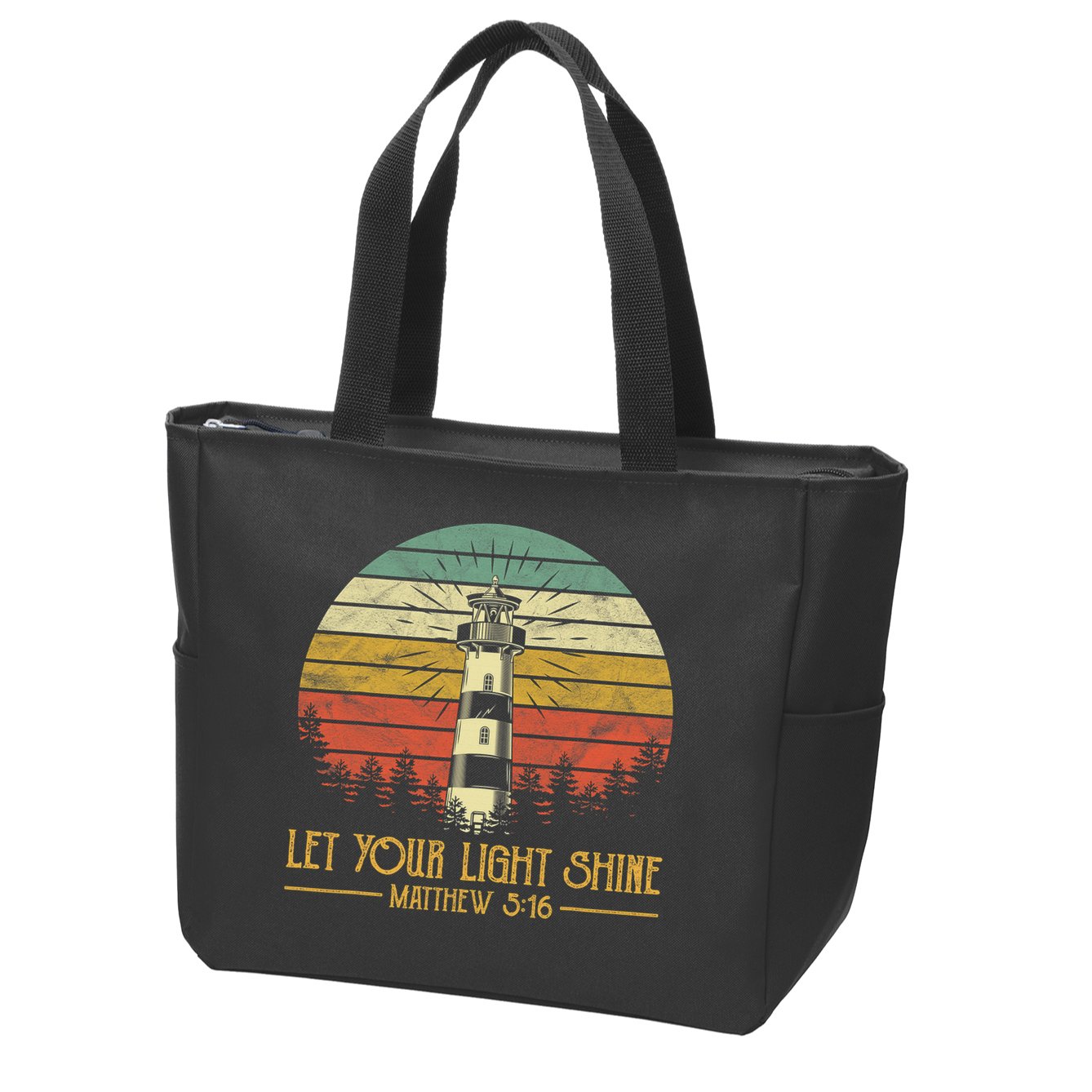 Let Your Light Shine Christian Believer Religious Lighthouse Zip Tote Bag