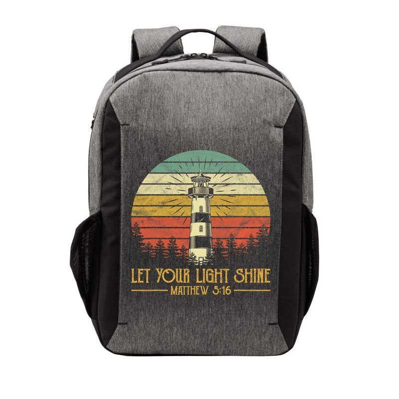 Let Your Light Shine Christian Believer Religious Lighthouse Vector Backpack