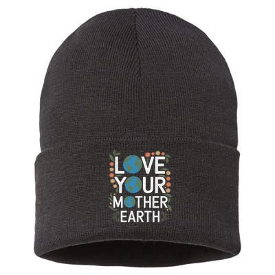 Love Your Mother Earth Eco-Friendly Nature Design Gift Sustainable Knit Beanie