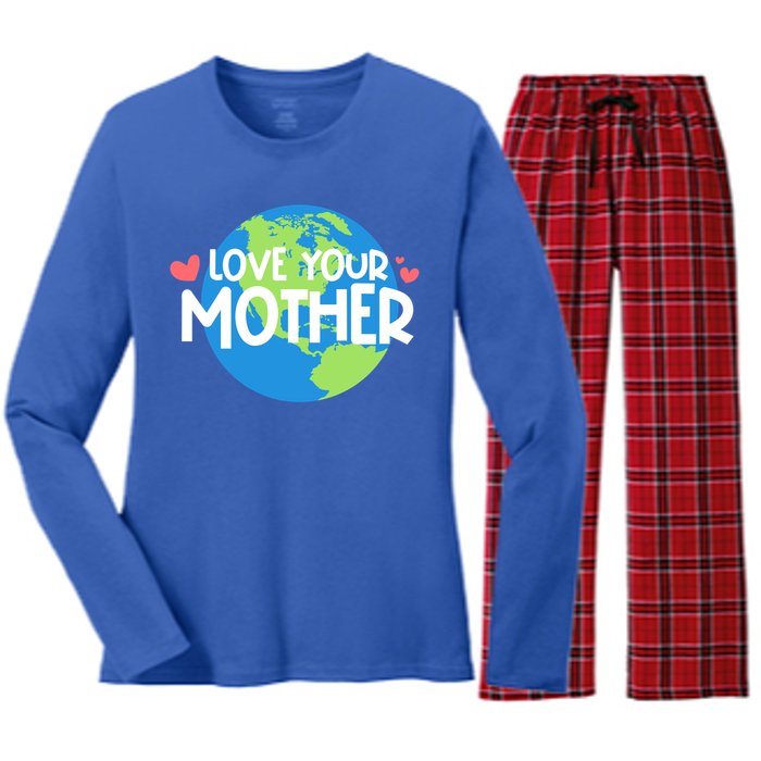 Love Your Mother Earth Day Gift Women's Long Sleeve Flannel Pajama Set 