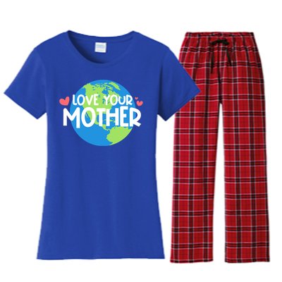 Love Your Mother Earth Day Gift Women's Flannel Pajama Set