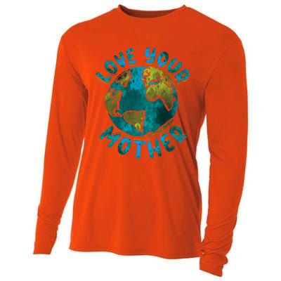 Love Your Mother Earth Day Environtal Awareness Gift Cooling Performance Long Sleeve Crew