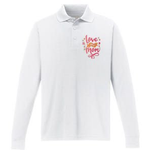 Love You Mom Gift For Her Performance Long Sleeve Polo